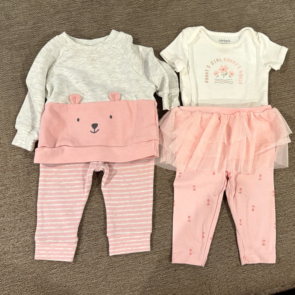 Carter’s baby girl outfit sets. 6 months
